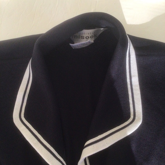 MISOOK NAVY BLUE WHITE TRIM OPEN CARDIGAN MEDIUM - Picture 9 of 11